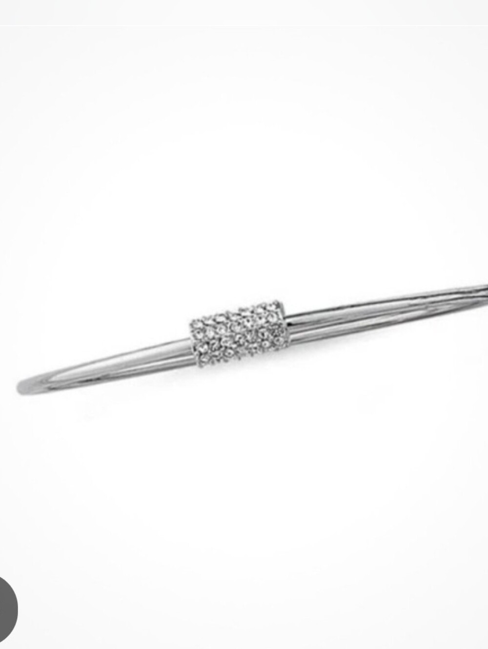 Lia Sophia Silver Pavé Cylinder Bangle Bracelet - Size M